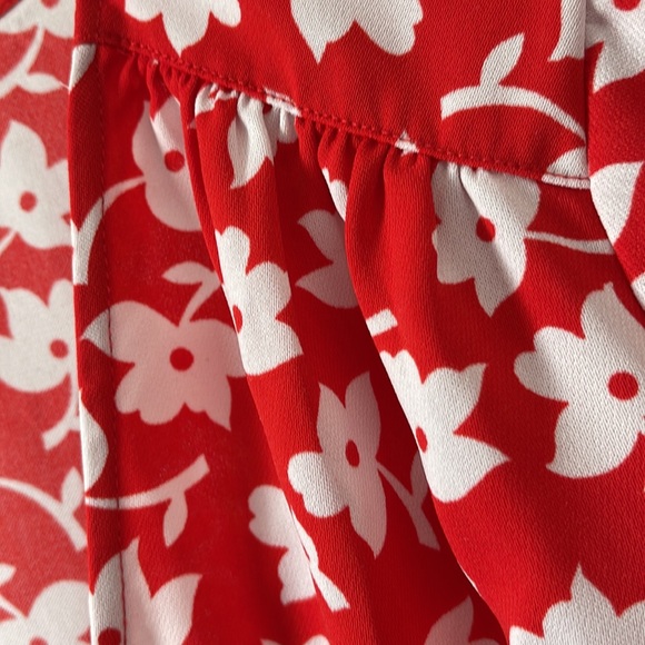 J Crew White Floral Wrap Flowy Red Dress - Picture 5 of 9